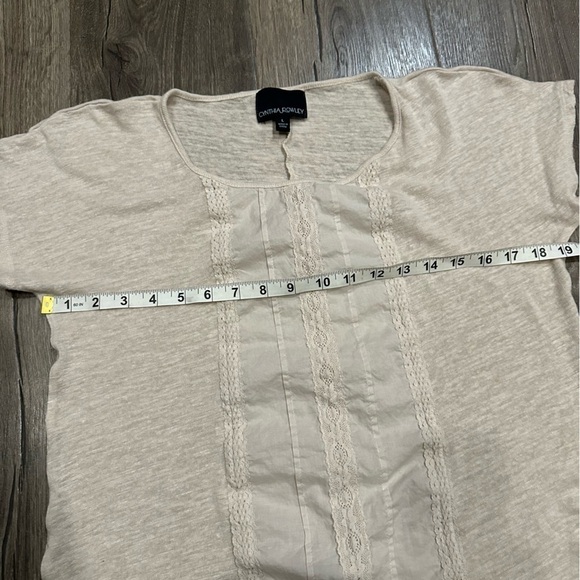 Cynthia Rowley Linen Blend Peasant Blouse Top Women’s Large Boho Babydoll Cream - Picture 7 of 11